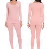 Winter Thermal Underwear Sets for Women Round Collar Long Johns High Stretch Base Layer Soft Top & Bottom Keep Warm Pajamas