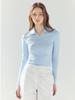 LORDLOAR Cool Slim Zipper Collared T-Shirt S/Blue