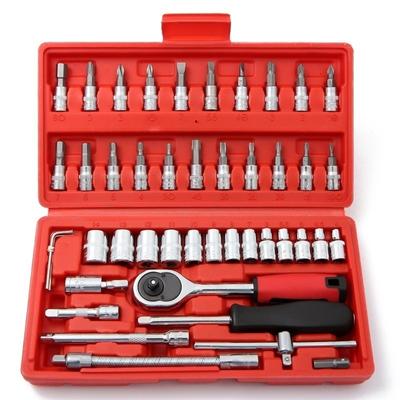 46 Parça Set Anahtar Kombinasyonu Soket Kafa Otomobil Bakım Aracı Lokma Anahtar Kombinasyonu Donanım Aracı