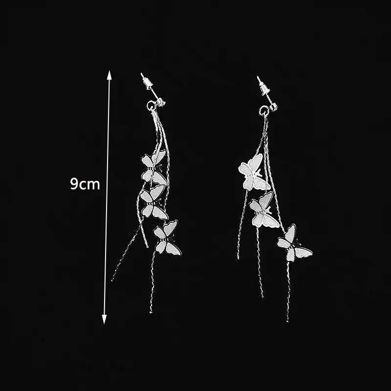 Charm Korean Butterfly Long Tassel Dangle Earrings Temperamental Hanging Butterfly Drop Earrings For Women Golden Jewelry Gifts