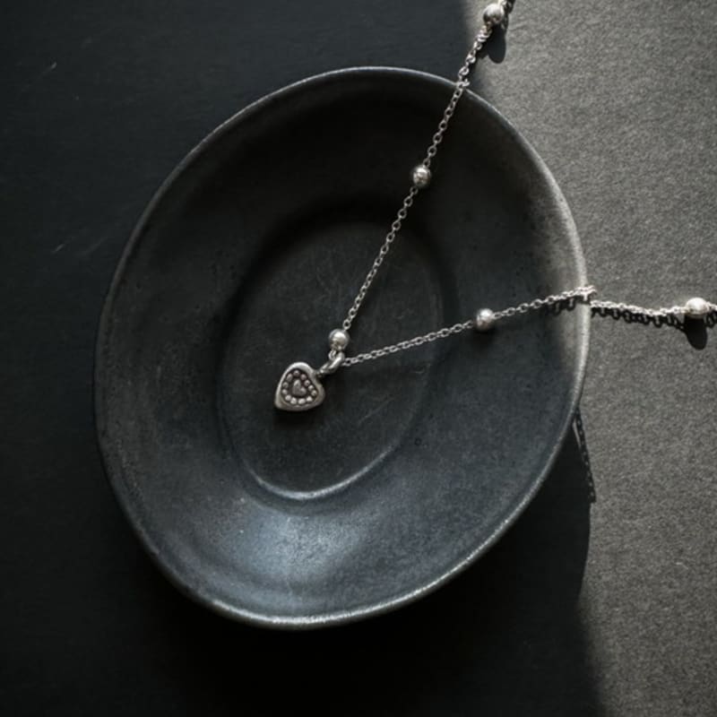 SUZURAN loveseed silver chain necklace_ ball Loveseed silver chain heart pendant necklace