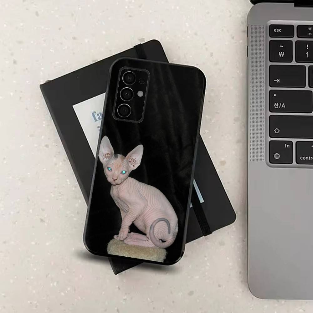 Pet Sphynx Sphinx Cat  For Samsung Galaxy A53,31,52,72,41,Note,J7,8,9,5G,22,73,32,71, Soft Black Silicone Case