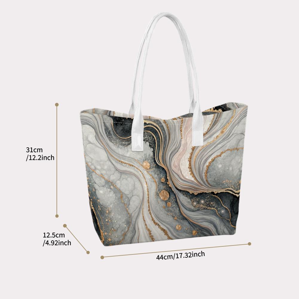 Elegant Marble Pattern Tote Bag for Daily Commute Shopping