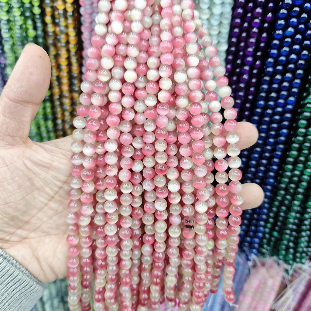 8mm Cat's Eye Stone Beads: Single, Double, Triple-Color, DIY Jewelry Round Beads