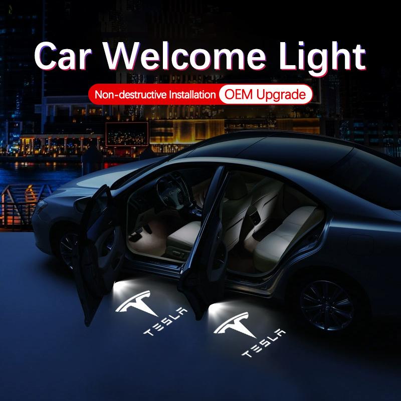 Led Car Door Logo Light Car Styling Accessories For Tesla Model 3 Model Y Model S Model X Tesla Welcome Light