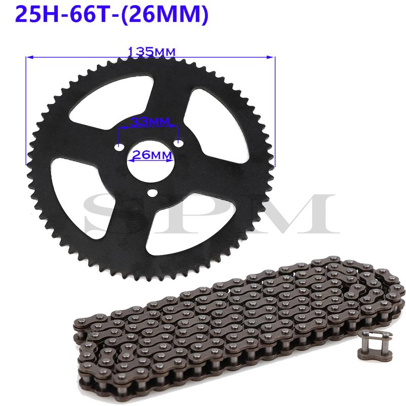 25H Kette Kettenblatt 144/158 Glieder 25H 62/64/66/68/72/74/76 26mm Hinteres Kettenblatt Geeignet für Minimotorrad 47cc 49cc