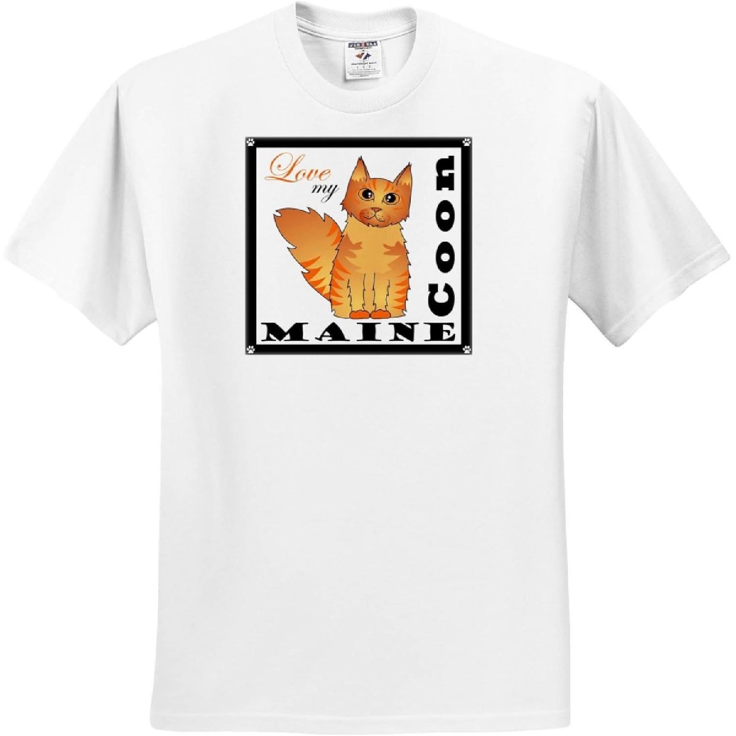 3dRose, Love My Maine Coon Cat - Red Tabby, T-Shirt S