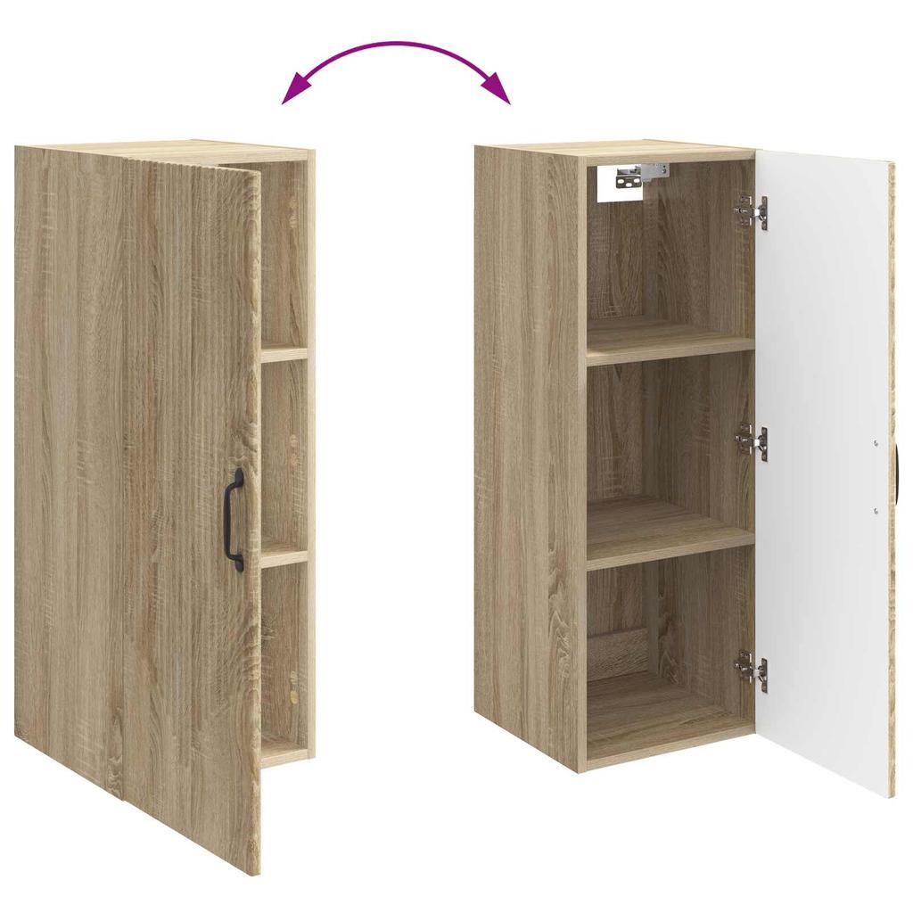 Wall Mounted Cabinet in Sonoma Oak Finish 33 x 34.5 x 90 cm Particleboard
