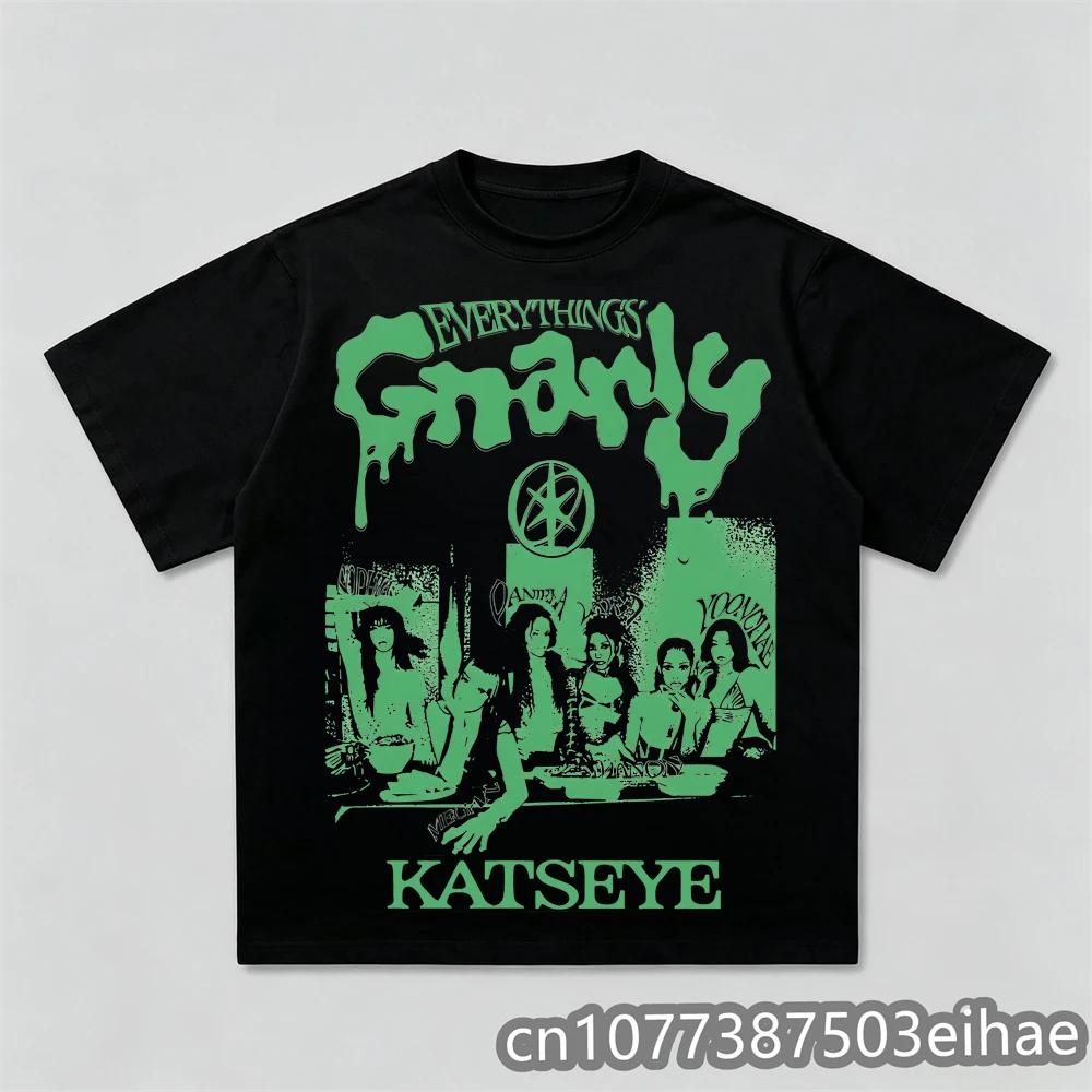 Unisex Casual Graphic Tshirt Oneck Short Sleeve Gothic Y2k Top Unisex Unisex Funny Print Katseye TShirt Streetwear