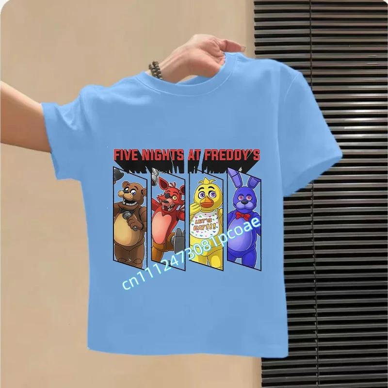 2026 T-shirt per Bambini Five Nights At Freddys Cartone Animato T-shirt Grafica FNAF Top Sportivi Casual per Bambini Maniche Corte Abbigliamento per Bambini