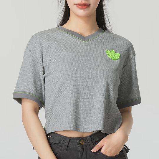 Adidas Originals Women's Cropped Short-Sleeve T-Shirt Gray  JJ4366