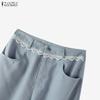 ZANZEA Women Casual Solid Color Loose Long Straight Pants