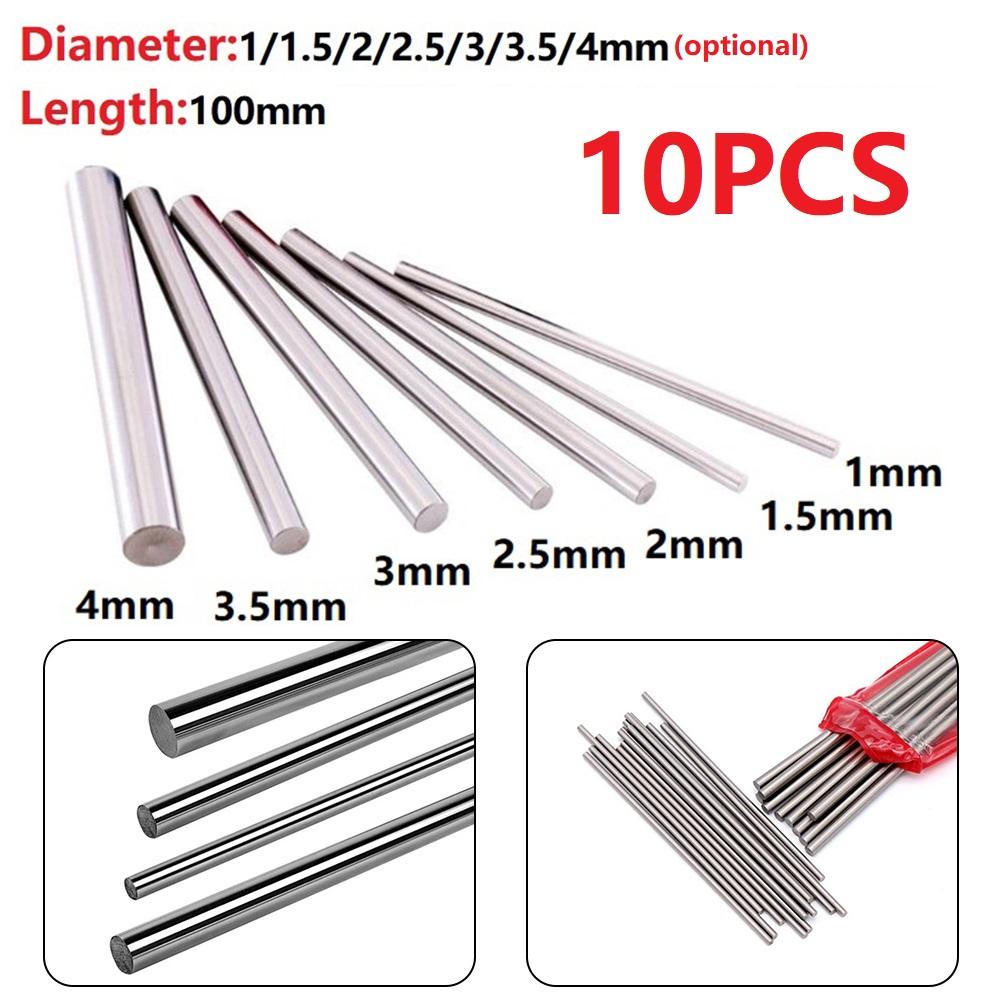 10pcs Straight Shank Metric Round Rod 100mm Lenth Carbide High Speed Steel Rod Lathe Tool 1/1.5/2/2.5/3/3.5/4mm Diameter