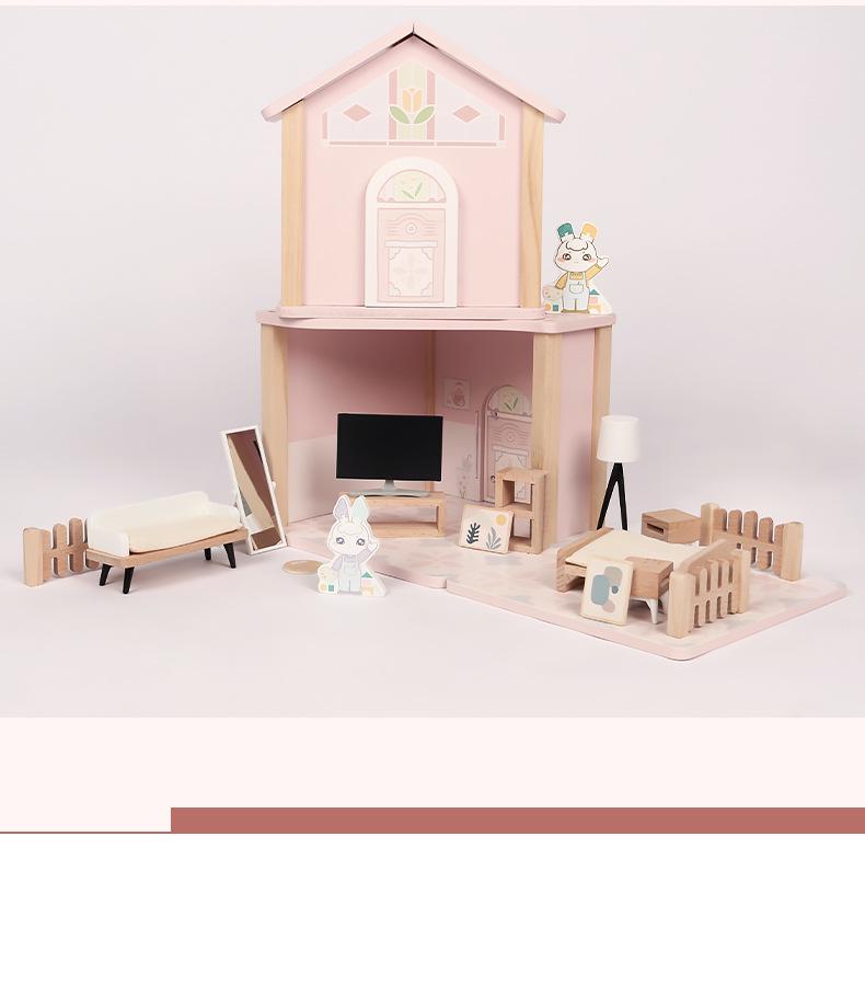 Kids' Wooden Dollhouse Castle Villa Playset - Perfect Birthday Gift