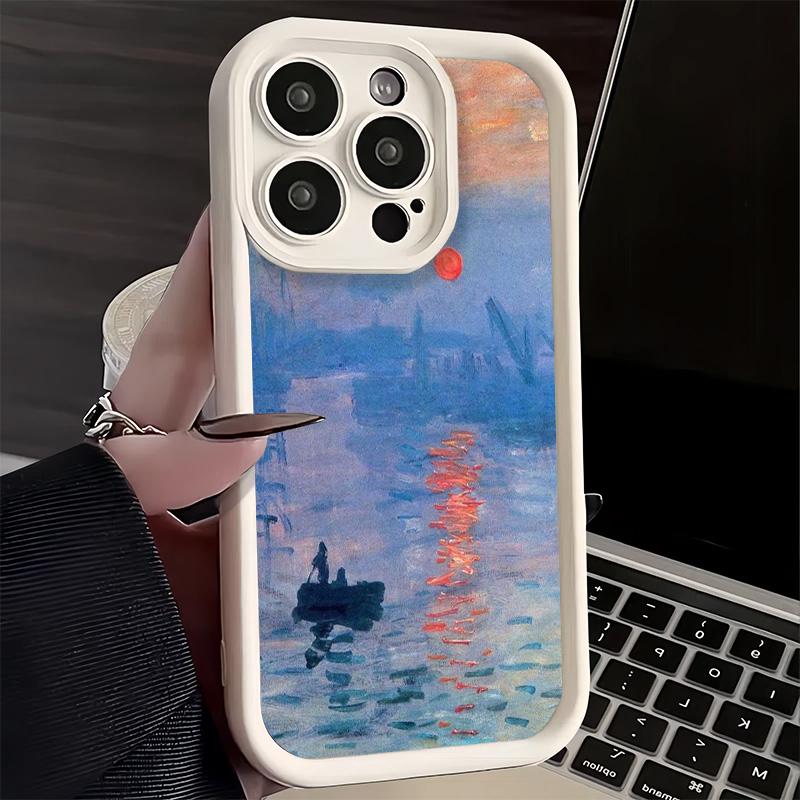 Phone Case for iPhone 17 Air 16E 15 16 Pro Max Claude Monet Oil Painting Cover 14 Plus 13 12 Mini Soft Shell Silicone Fundas