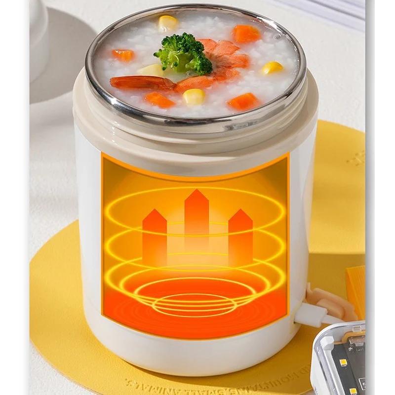 USB Stainless Steel Electric Lunch Box 0.6L 5V 12V 24V Worker Travel Camping Portable Food Heated Warm Container Car Office Set