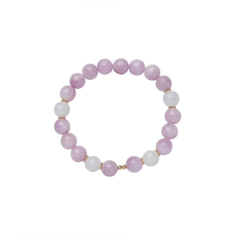 Natural Crystal Bracelet Women'S Round Beads 8Mm Beads Beaded Purple Lithium Moonstone Bracelet Diy Jewelry