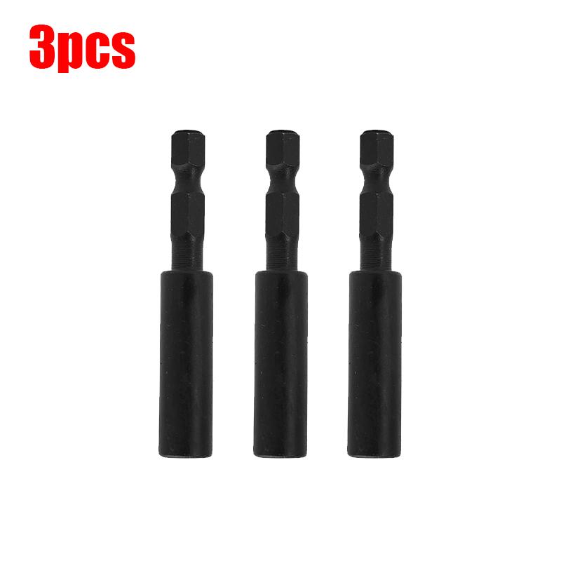 Black Magnetic Screwdriver Extension Rods Carbon Steel Hexagonal Handle Extend Connecting Rod Screwdriver Bit Holder Power Tools