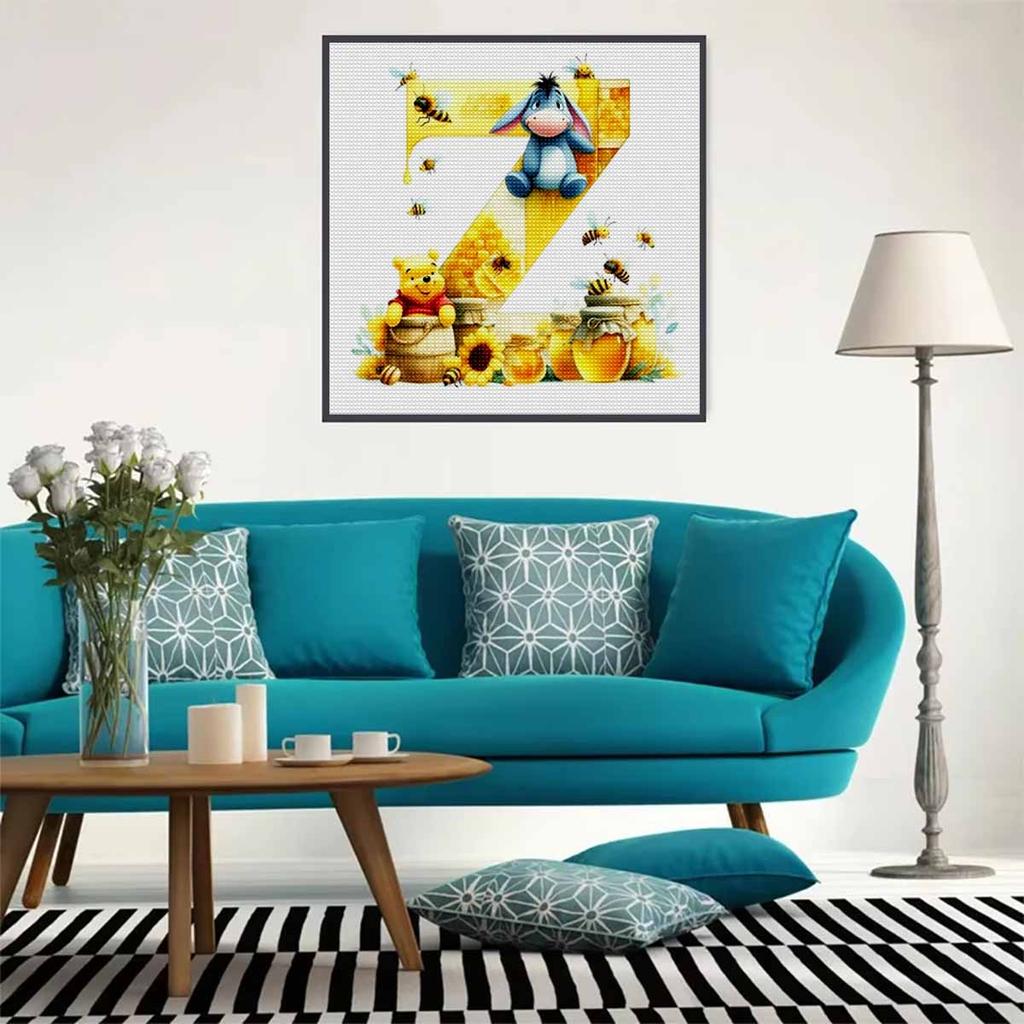 DIY Diamond Painting Round Diamond The Letters "Z" In Vini and Eeyore Full Diamond Mosaic Home Decoration Painting Cross Stitch Kit