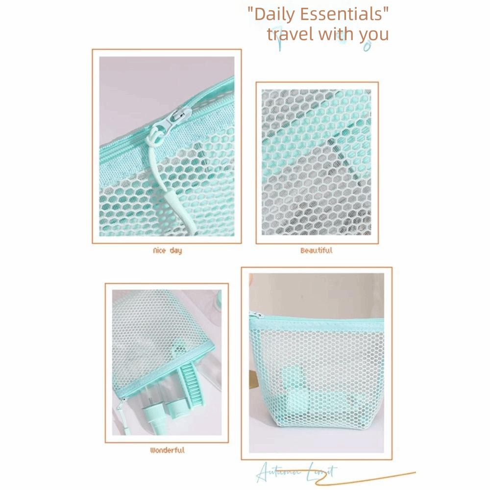 Portable Mesh Cosmetic Bag Dopamine Transparent Lipstick Makeup Bag Large Capacity Zipper Coin Purse for Women Girls