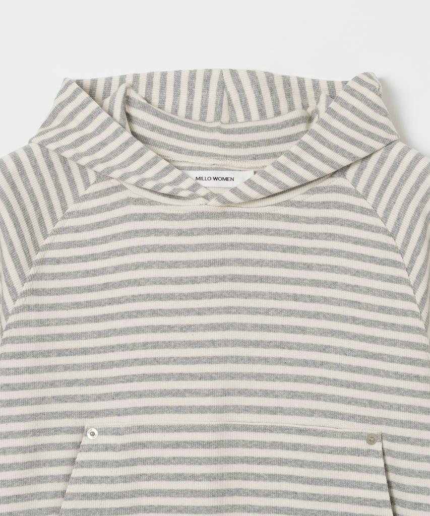 Ribbed Short Sleeve Hoodie [Melange Grey]