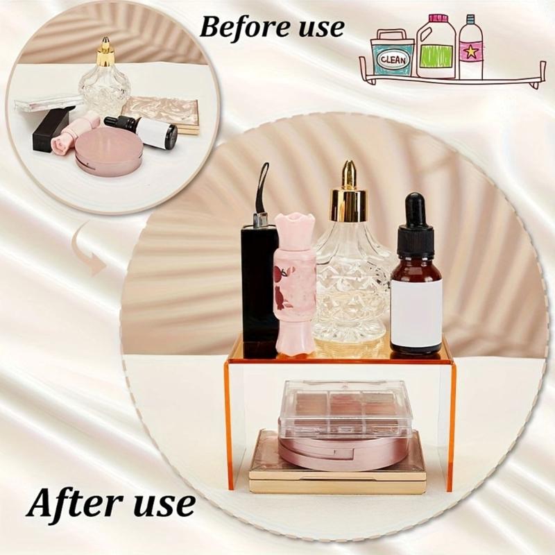 6Pcs Transparency Gold Acrylic Organizers Shelf For Figurines Jewelry Store Window Decoration