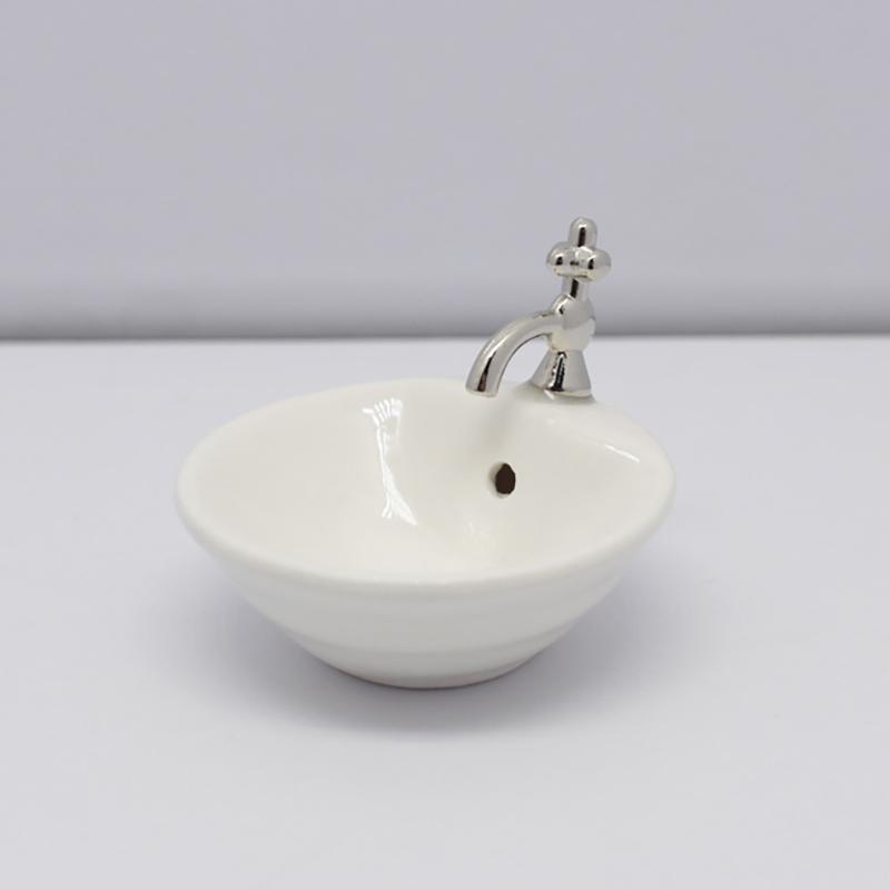 1:12 Dollhouse Miniature Bathroom Sink Ceramic Wash Basin Model Accessories Toys