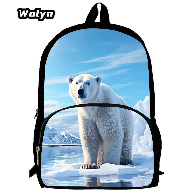Eisbär Schultasche, Hoher Wert, Lässig Und Verschleißfest, Großes Fassungsvermögen, Rückenschutz Und Anti-Buckel, Eine Unverzichtbare Leichte Schultasche blue