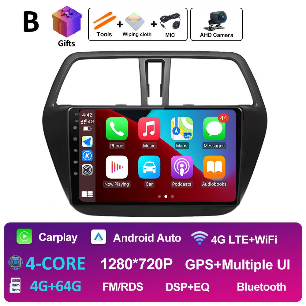 Smart System Android 14 For Suzuki SX4 S-Cross 2014 2015 2016 2017 Wireless Carplay Bluetooth QLED IPS Screen WIFI Auto Tools 4G