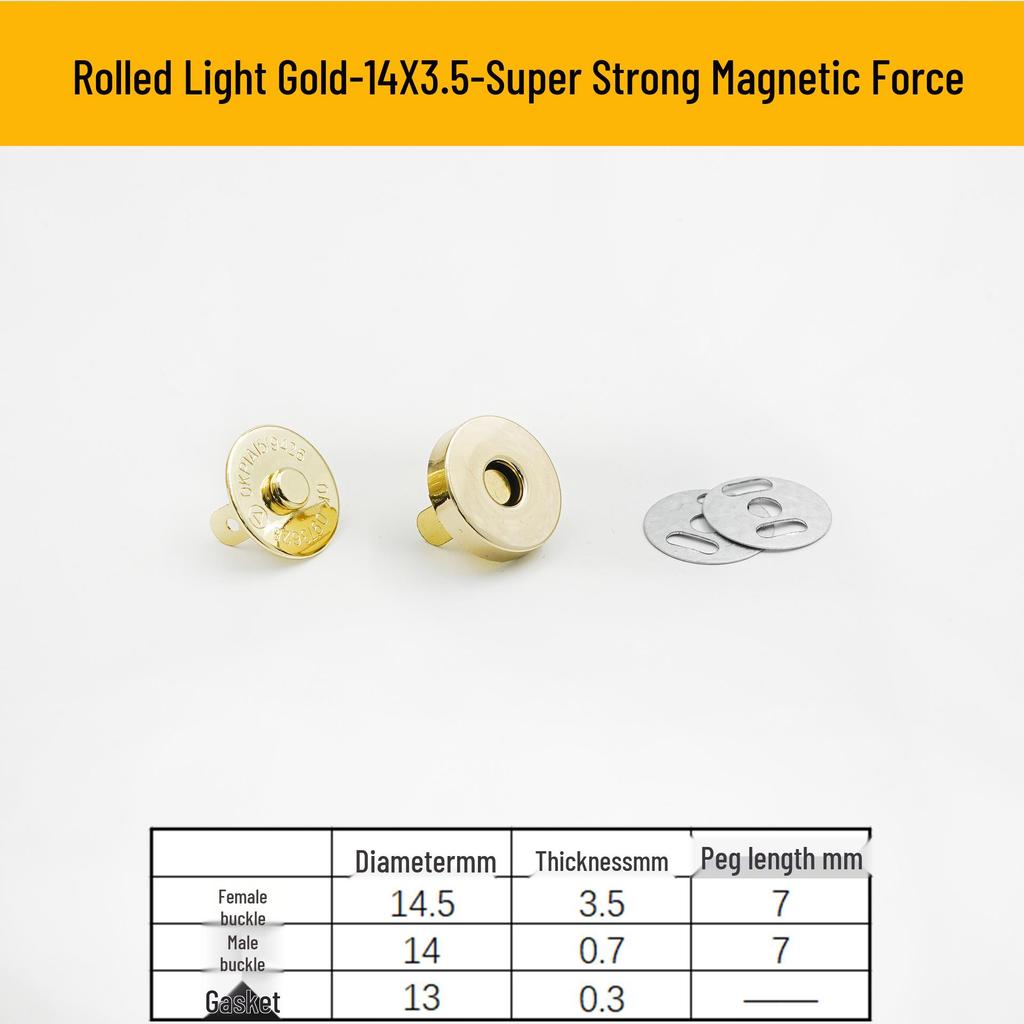 Triple Strength No-Sew Round Electroplated Magnetic Bag Buckle with Thickened Metal Pin