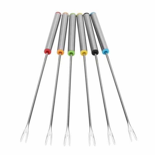 

6-Piece Fondue Fork and 9.5 Roasting Stick Skewers Kit, Kitchen Tools for Chocolate, Cheese, and Desserts