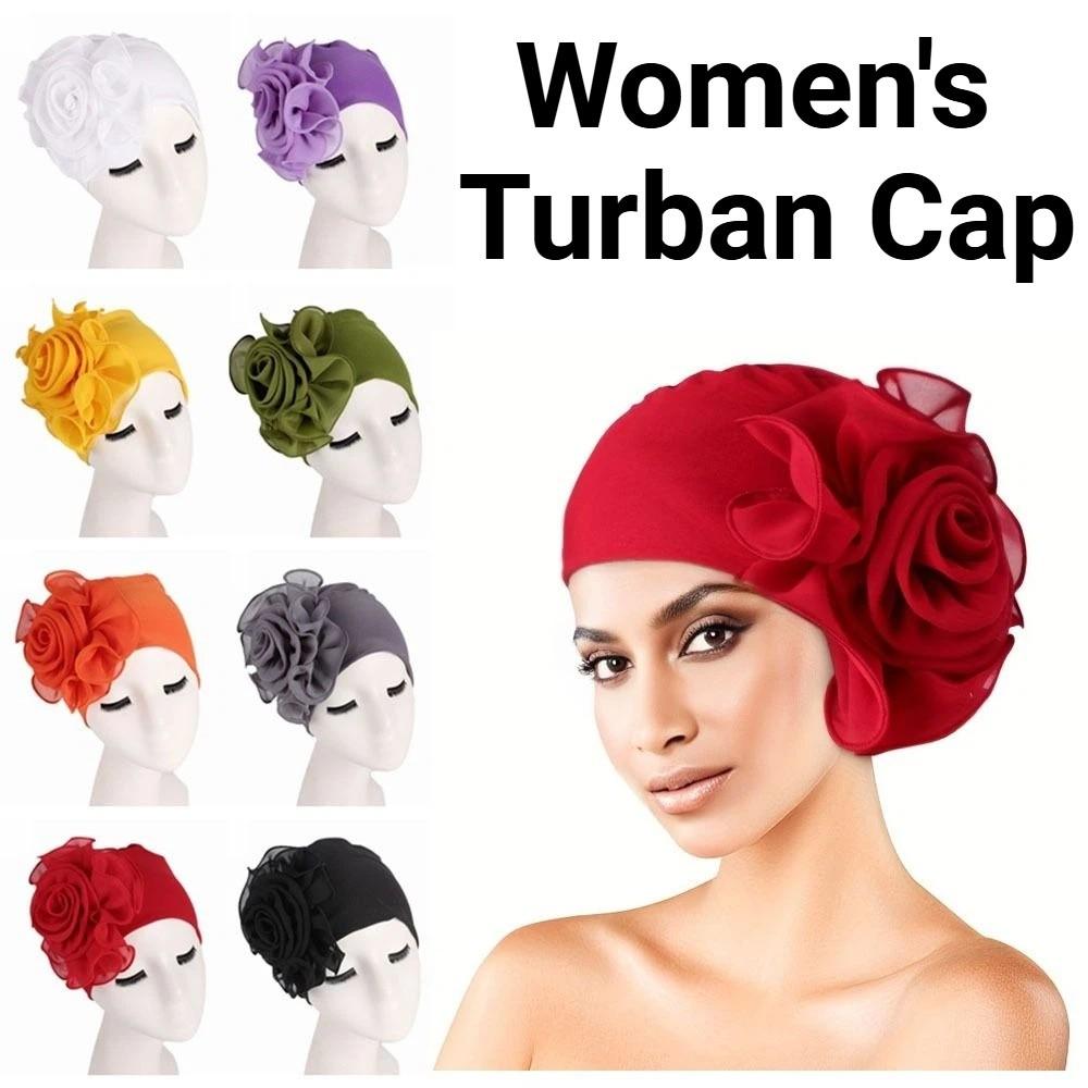 One Size Side Flower Ramadan Hijab Big Flower Islamic Headscarf Women's Turban Cap  Ladies Headwear
