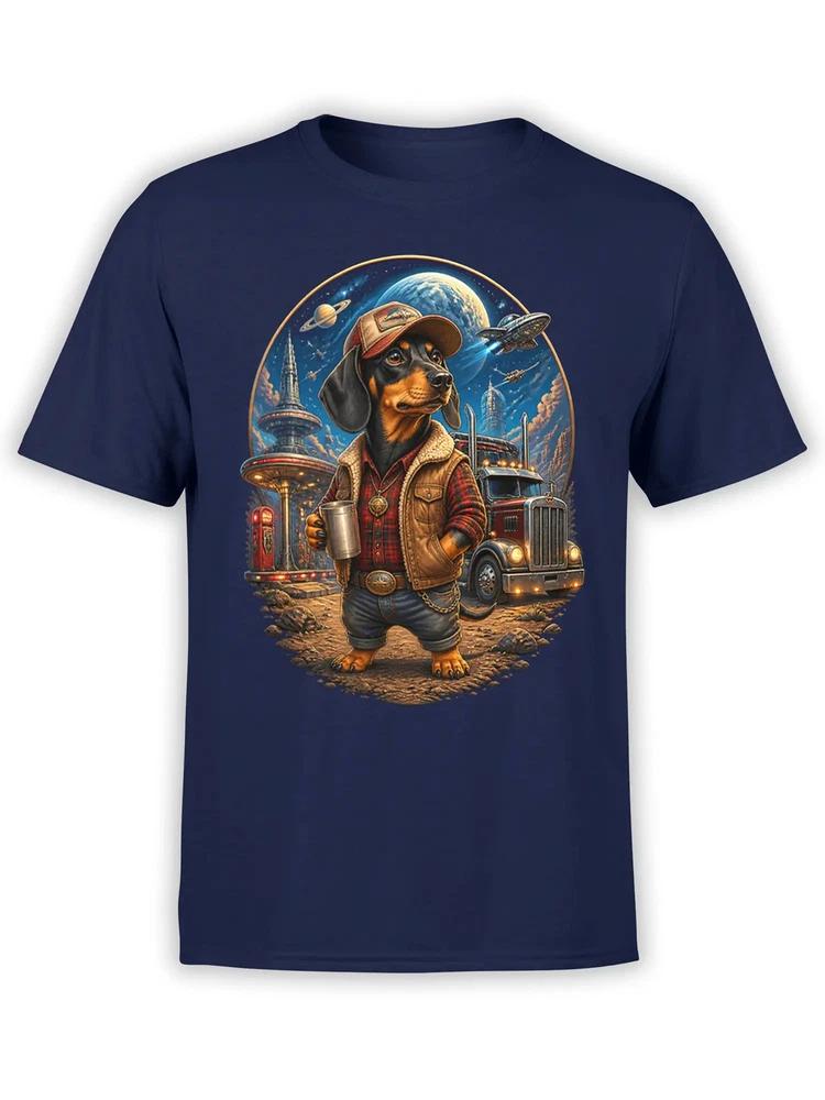 Cosmic Trucker Dachshund Dog TShirt Unisex S