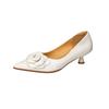 Fashion NEW Spring/Autumn Women Pumps Split Leather Shoes for Women Pointed Toe Kitten Heel Shoes Elegant Slip-on Flower Shallow Shoes