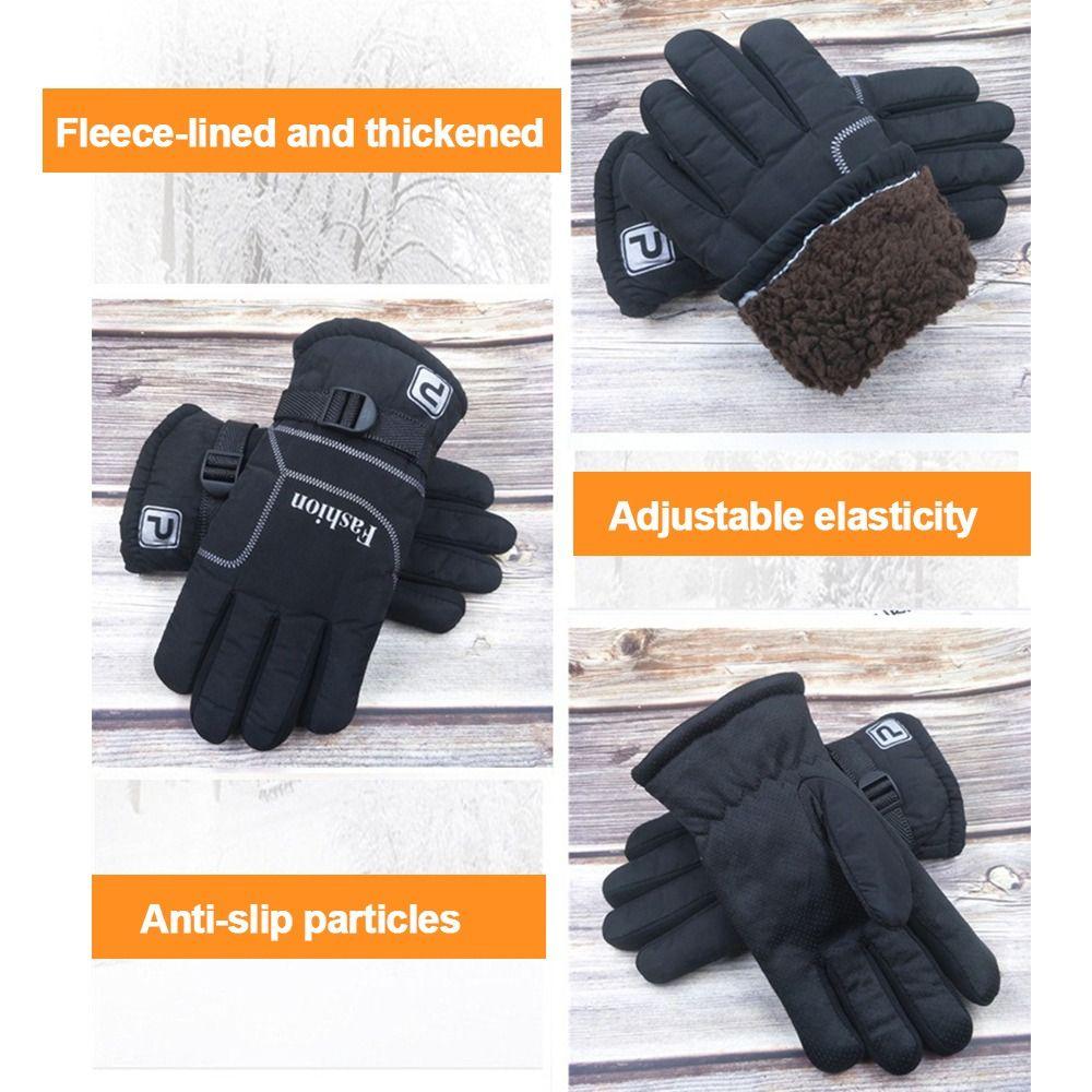 Fashion Waterproof Ski Gloves Warm Thermal Comfortable Snow Gloves Fleece Lined Winter Gloves Running