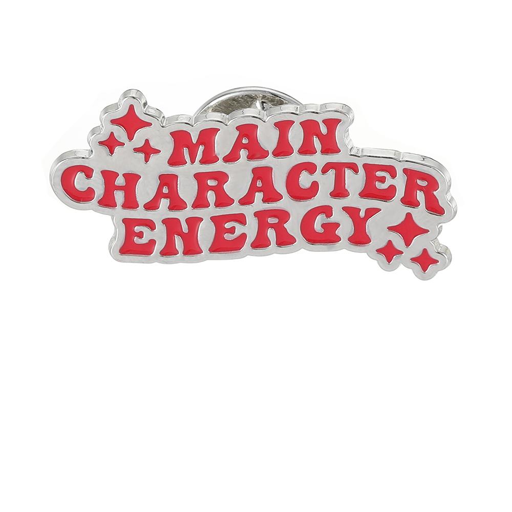 

Letter Main Character Energy Enamel Brooches Red Words Metal Pins Clothes Dress Backpack Bag Jacket Badge Jewelry