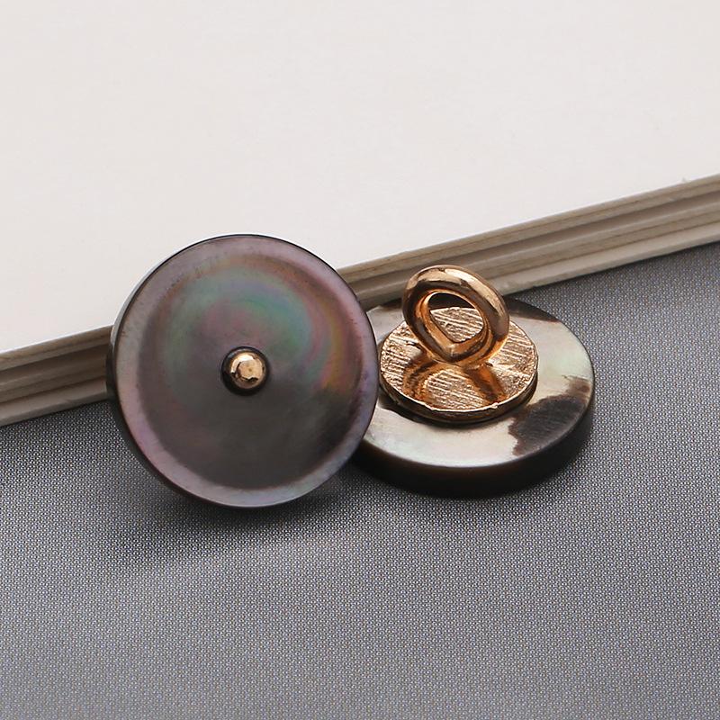 

10 шт., черные пуговицы из натуральной ракушки, перламутровые круглые металлические пуговицы на ножке для самостоятельного шитья рубашек, одежды, пальто, швейных принадлежностей 12.5mm