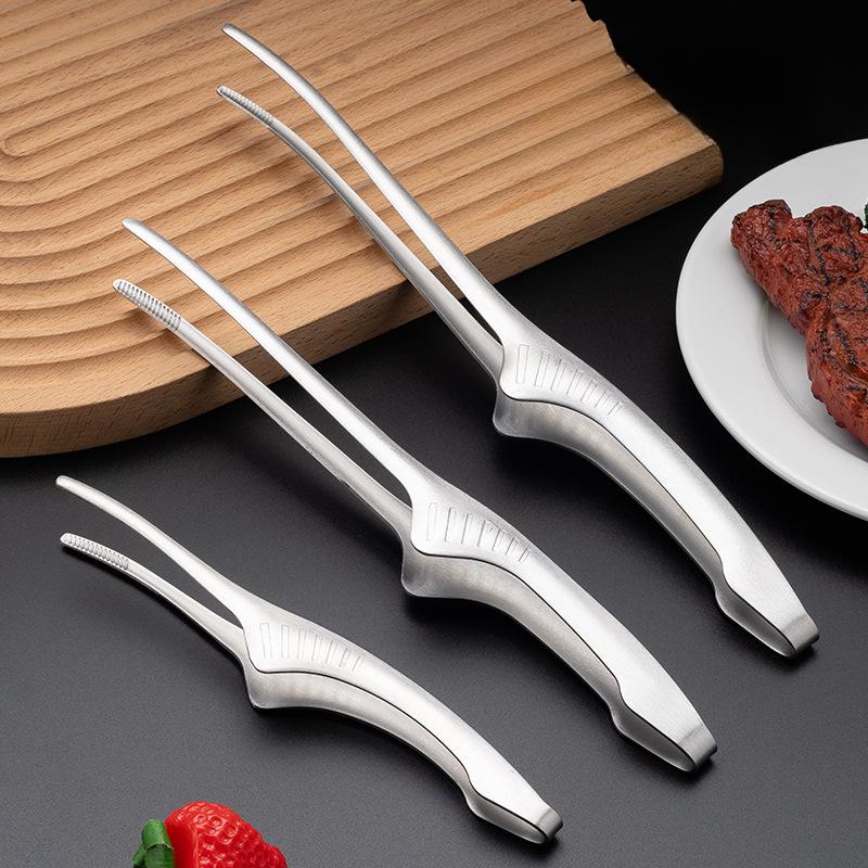 430 Stainless Steel, Korean Style Barbecue Clip, Stainless Steel Food Clip, Round Head Barbecue Clip, Pointed Meat Clip, Self-service Food Clip