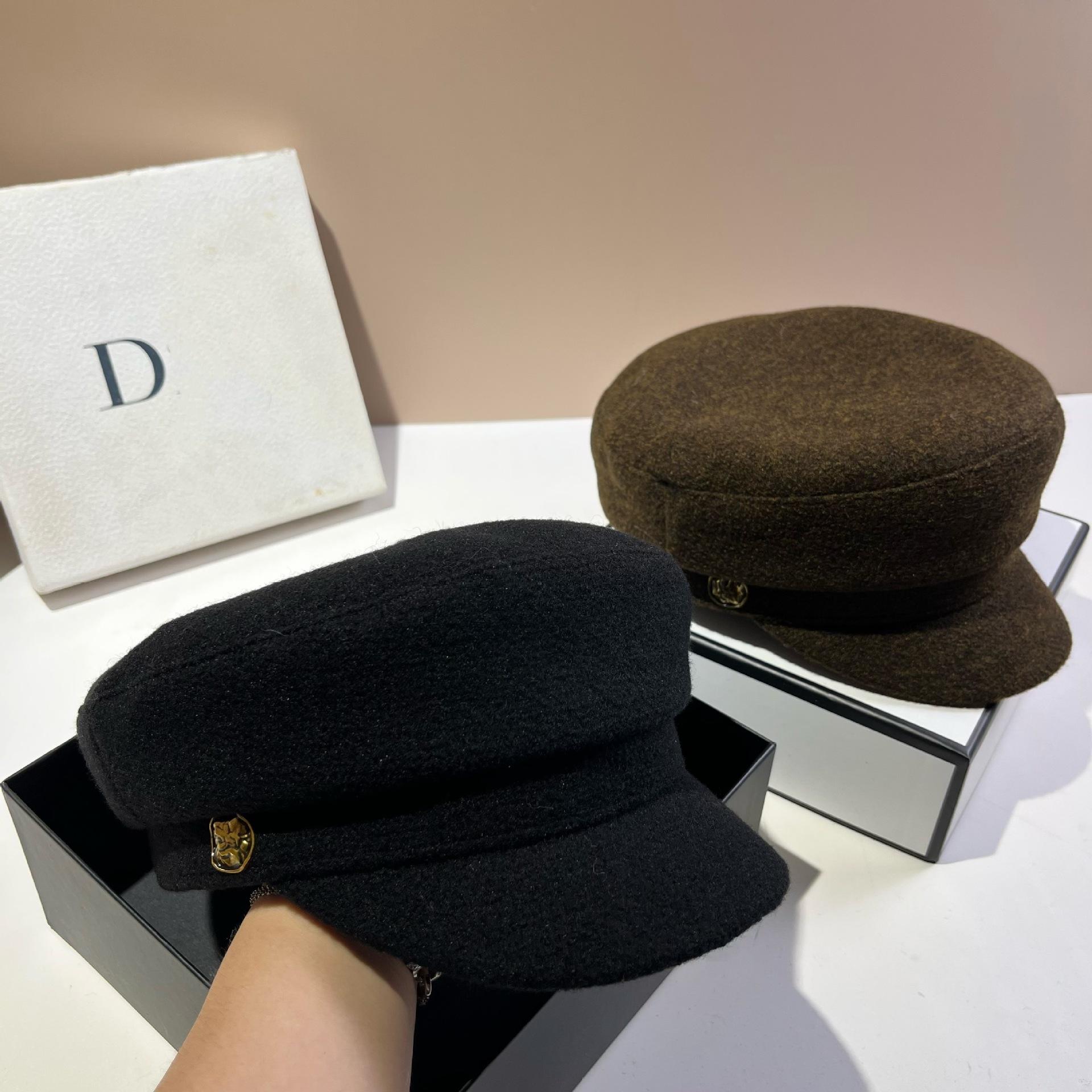 Японская высококачественная шерстяная кепка-газетчик Модная простая однотонная с козырьком-утиным клювом Темно-синяя кепка Adjustable