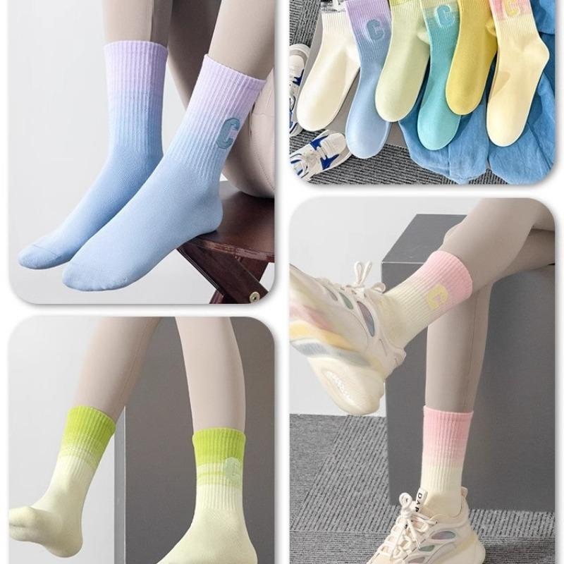 Women's Mid-calf Summer Thin All-cotton Socks Running Sports Socks Professional Fitness Yoga Long Socks with Shark Pants Deodorizing