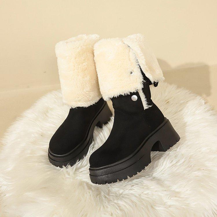 Thick-soled Long Snow Boots for Women 2025 New Autumn and Winter Dual-wear, Fleece and Thickened Warm Fashion Boots Cotton Shoes