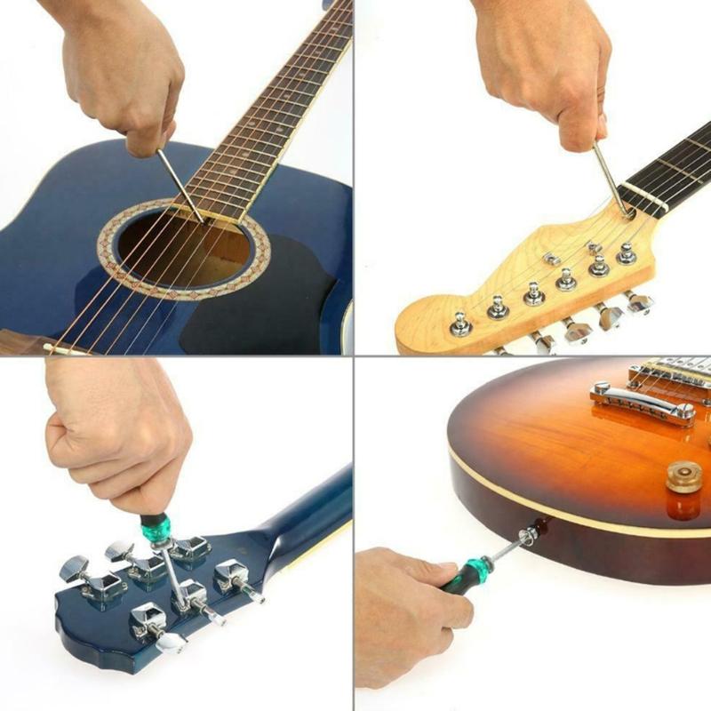 Complete Luthier Tool Package Suitable for Guitar Bass Maintenance Featuring Adjustable Wrenches Measurement Devices