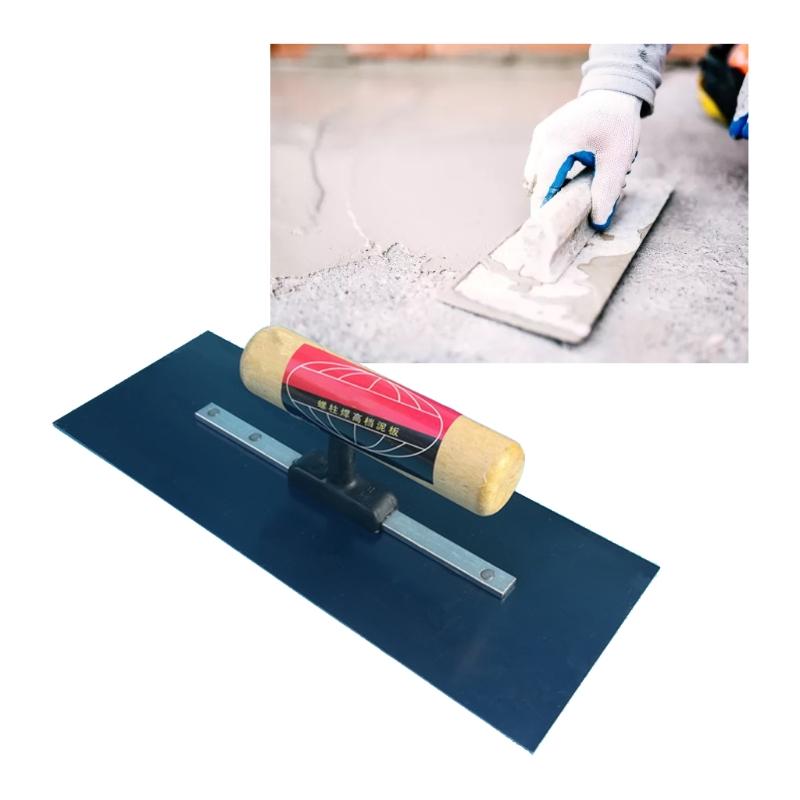 Niebieska stal węglowa drewniany uchwyt warstwa tynkarska pływak struktura kielnia betonowa szpatułka narzędzia 24 cm x 10 cm/9.45x3.94''