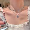 Blue Butterfly Necklace Women Rhinestone Choker Butterfly Pendant Necklace for Daily Wear Summer Party Date Beach