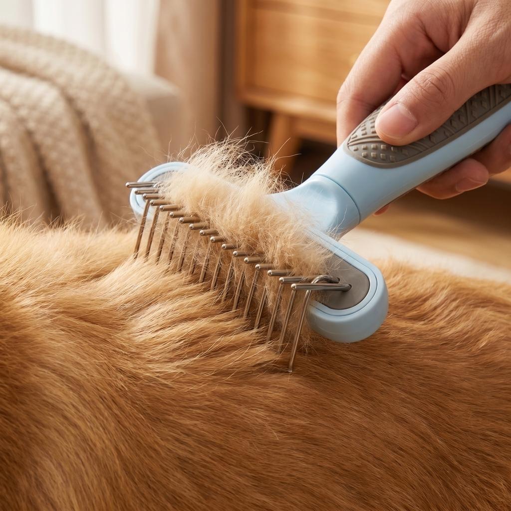 Pet Grooming Brush Shedding Comb for Dogs Cats Hair Removal Tool with Comfortable Handle and Durable Bristles for Effective Fur Cleaning