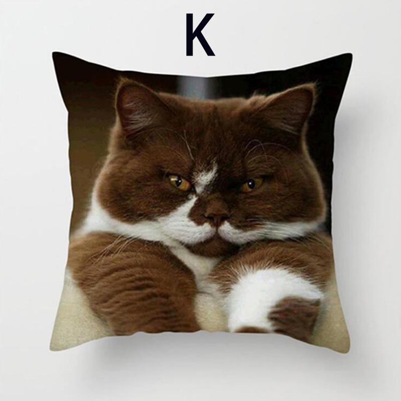 1 Packung Auto-Kissenbezug Polyester Kissenbezug Heimdekoration Katzen-Aufdruck Niedlich Mode