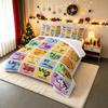 ABC Alphabet Flashcard Bedding set (1 duvet cover, 2 pillowcases, duvet not included), Colorful Cartoon Letters Learning Art Print