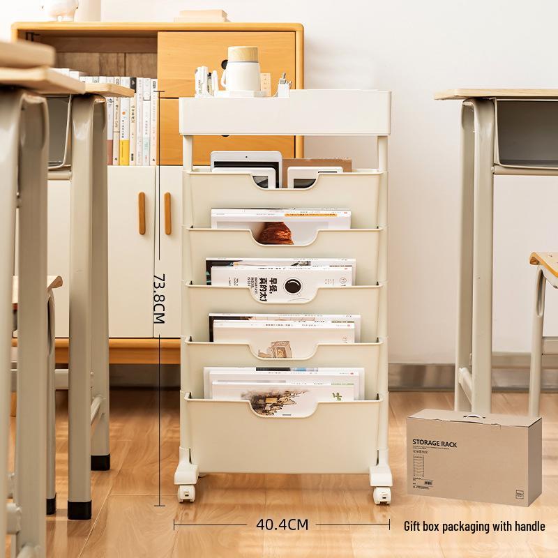 Mobile Bookshelf with Wheels for Classroom or Desk