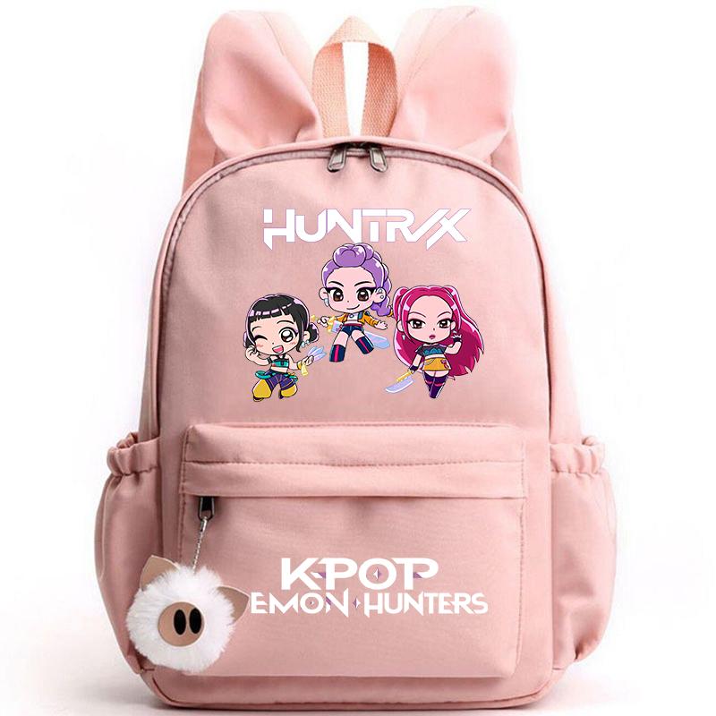 KPop Dämonenjäger Rucksack für Mädchen Jungen Kinder Rucksack Freizeit Schultaschen Reise Hasenohren Rucksäcke Mochila Geschenktüten