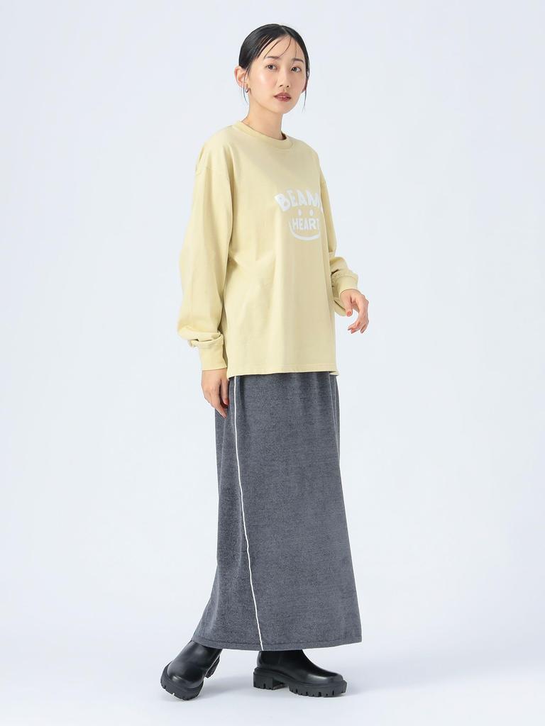 Beams Heart L/S TEE Smile Logo Long Sleeve T-Shirt (M-L) Women's CREAM L